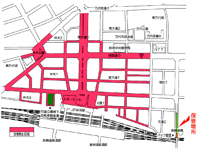 自転車等放置禁止区域図