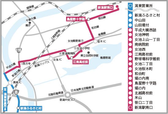 経路新設（4）　大野白根線（女池経由）路線図