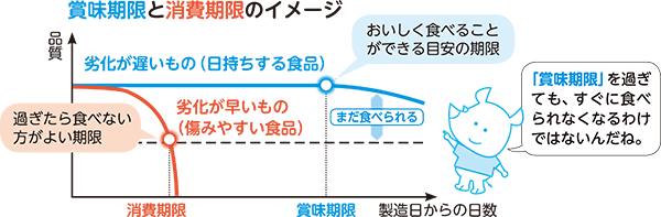 賞味期限と消費期限のイメージ