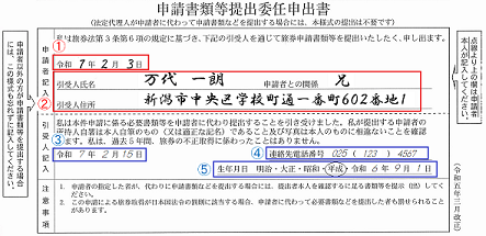 申請書類等提出委任申出書の書き方