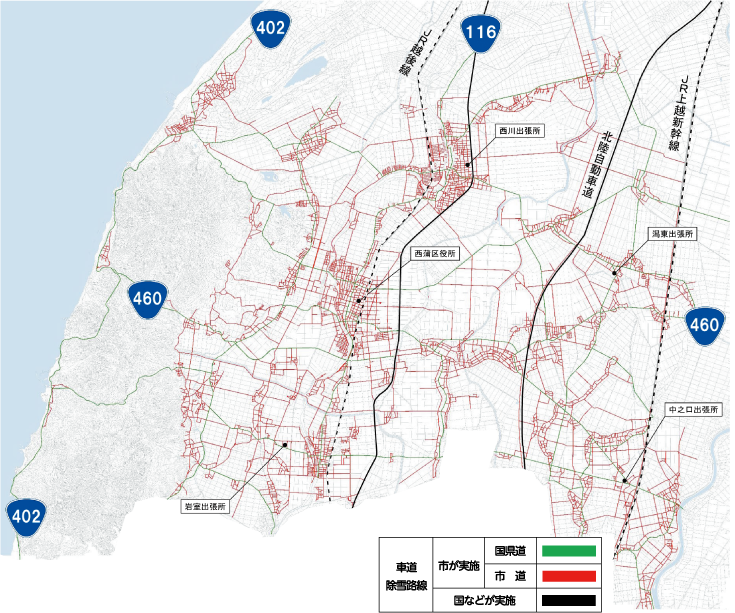西蒲区除雪計画路線図