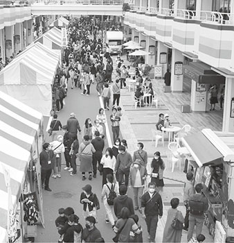 写真　食花マルシェの万代シテイ会場