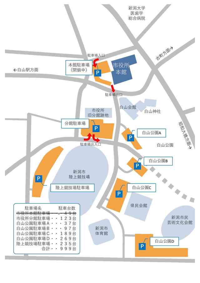 市役所周辺駐車場マップ
